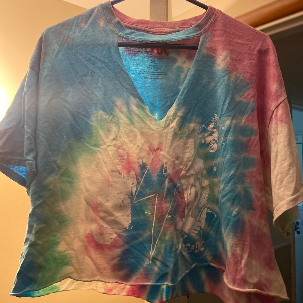 AC/DC tie-dye crop top